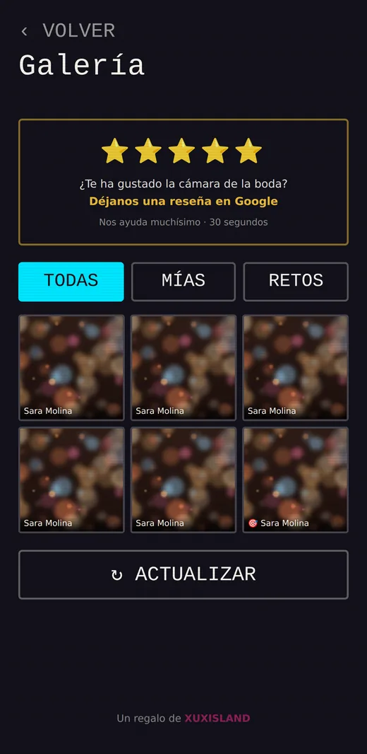 Galería común con las fotos de la boda hechas por los invitados